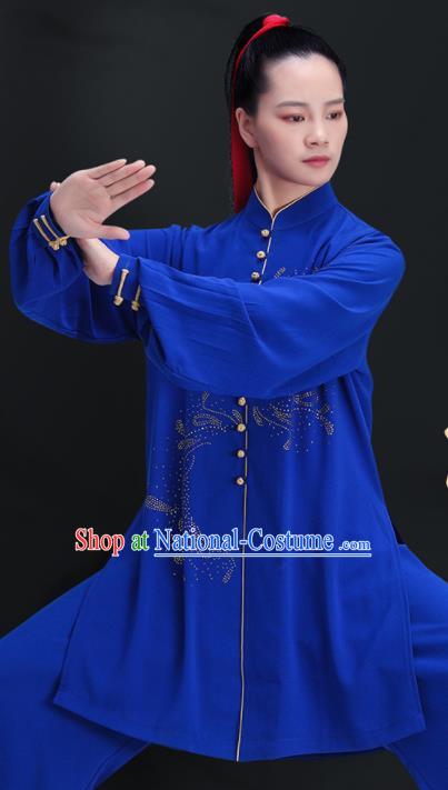 Chinese Tai Chi Training Royalblue Uniforms Wushu Competition Outfits Martial Arts Clothing Kung Fu Costumes