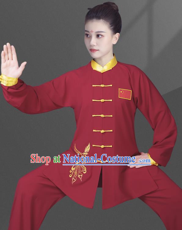 Chinese Martial Arts Clothing Kung Fu Costumes Tai Chi Training Uniforms Wushu Competition Red Outfits