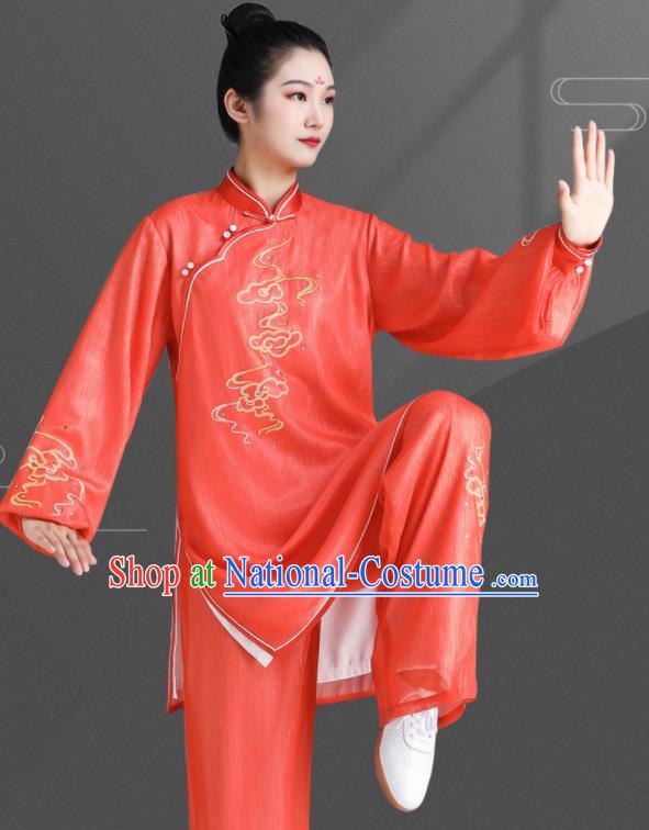 Chinese Tai Chi Training Orange Uniforms Wushu Competition Outfits Martial Arts Clothing Kung Fu Costumes