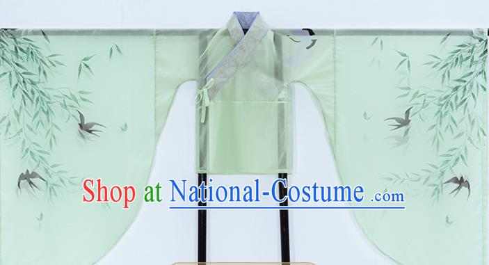 China Ancient Fairy Green Hanfu Dress Clothing Traditional Jin Dynasty Princess Historical Garment Costumes