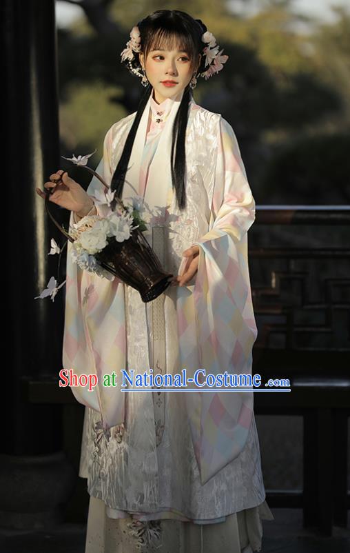 China Traditional Ming Dynasty Princess Historical Garment Costumes Ancient Young Beauty Hanfu Dress Embroidered Clothing