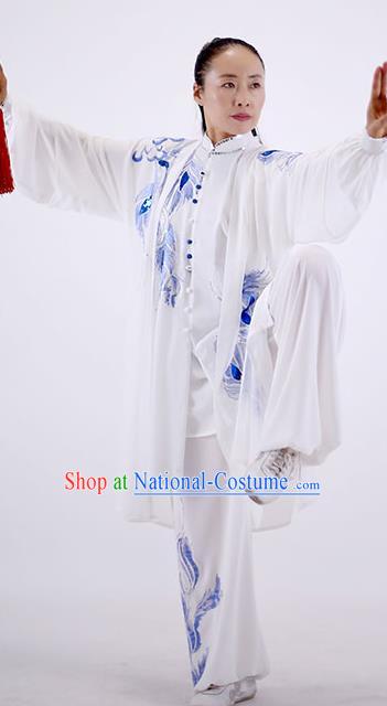 China Tai Chi Group Performance Uniforms Martial Arts Clothing Wushu Competition Outfits Kung Fu White Costumes