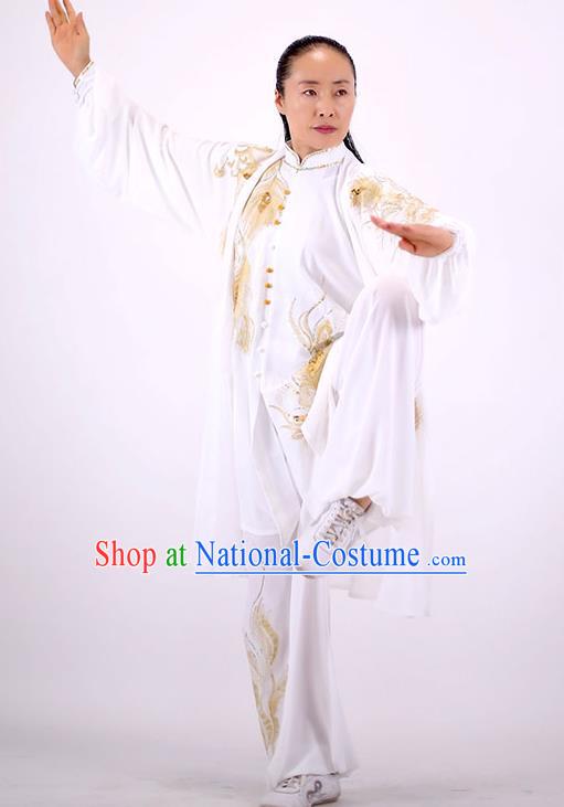 China Tai Chi Performance White Uniforms Martial Arts Clothing Tai Ji Wushu Competition Outfits Kung Fu Costumes