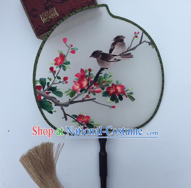 China Classical Dance Fans Suzhou Embroidery Peach Blossom Fan Handmade White Silk Peach Shape Fan Traditional Cheongsam Palace Fan