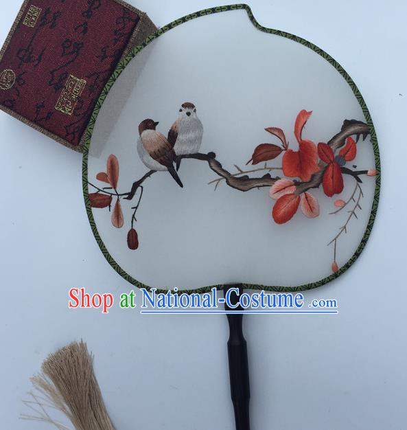 China Handmade Silk Peach Shape Fan Traditional Cheongsam Palace Fan Classical Dance Fans Suzhou Embroidery Double Side Fan