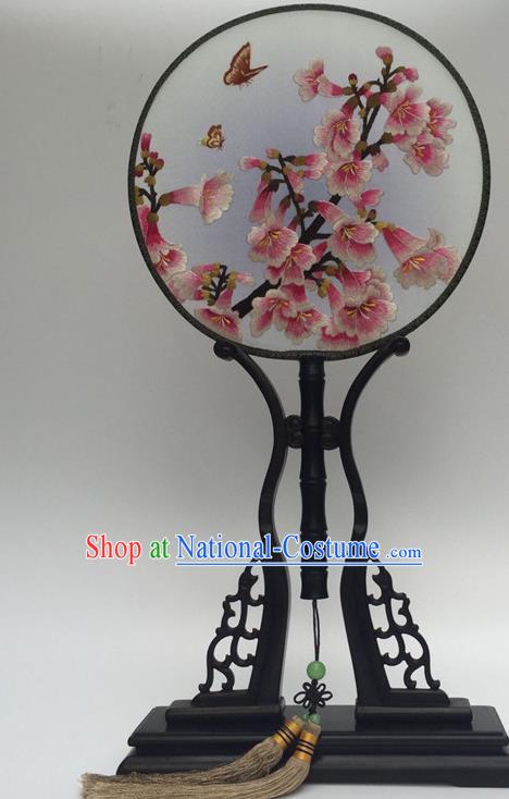 China Traditional Craft Fans Vintage Silk Fan Embroidery Flowers Palace Fan Handmade Silk Round Fan