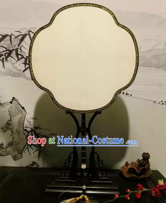 China Ancient Court Begonia Fan Traditional Suzhou Fan Vintage Dance Fan Handmade White Silk Palace Fan