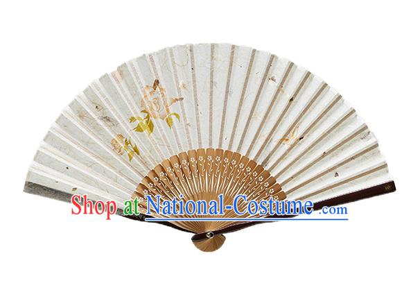 Handmade Chinese Printing Folding Fan Bamboo Fan Female Accordion Craft Fans