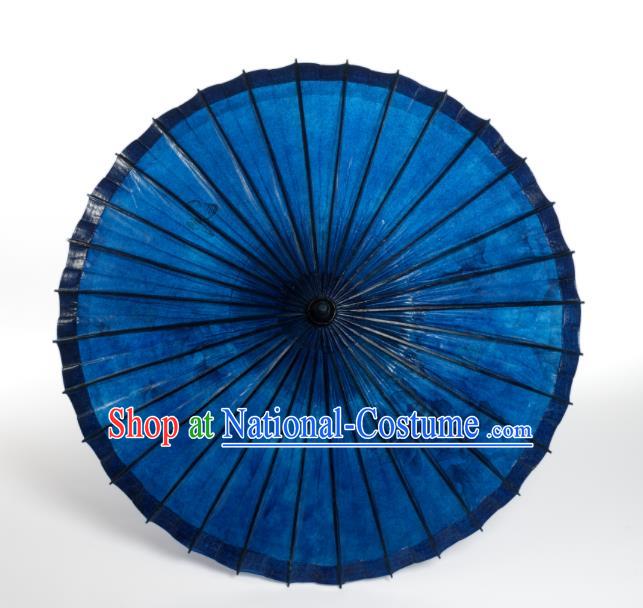 China Classical Umbrella Deep Blue Paper Umbrella Handmade Oil Paper Umbrella Traditional Dance Umbrellas