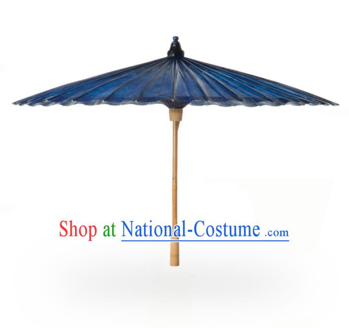 China Classical Umbrella Deep Blue Paper Umbrella Handmade Oil Paper Umbrella Traditional Dance Umbrellas