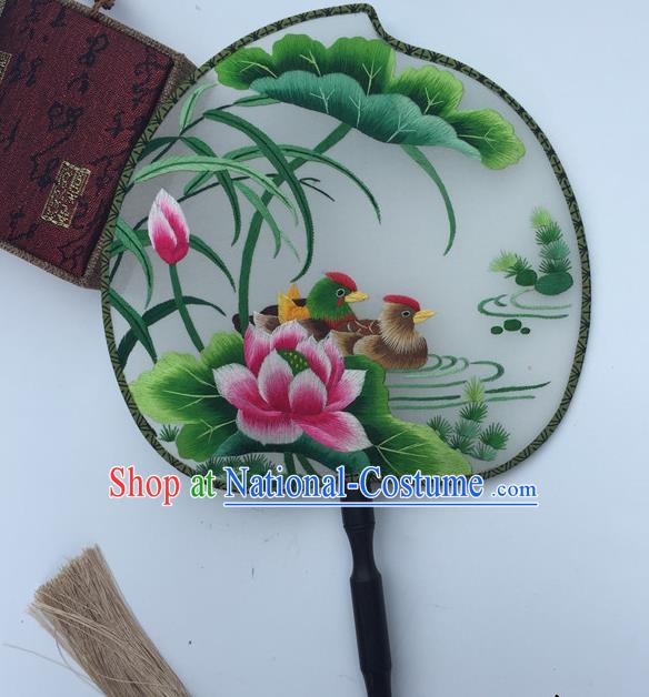 China Suzhou Embroidery Lotus Silk Fan Handmade Peach Shape Fan Traditional Palace Fan Classical Cheongsam Dance Fans