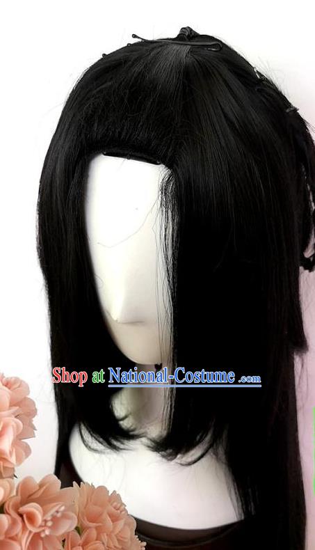 China Ancient Fairy Princess Black Wigs Traditional Drama Swords of Legends Xun Fang Hanfu Chignon Hairpieces Cosplay Young Beauty Wig Sheath