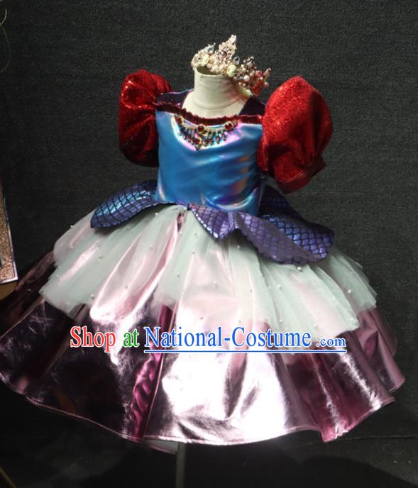 Top Girl Chorus Garment Catwalks Princess Bubble Full Dress Christmas Formal Evening Wear Children Day Performance Clothing