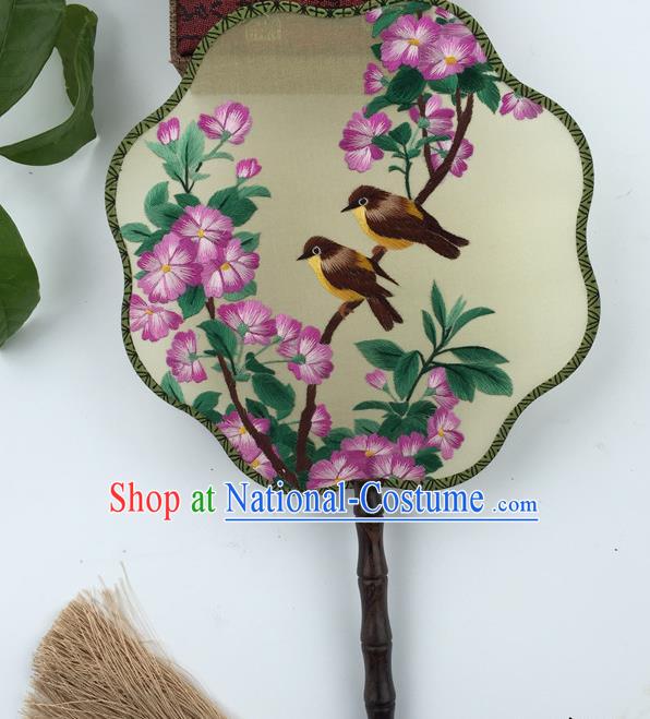 China Vintage Silk Fans Handmade Double Sided Embroidered Fan Suzhou Embroidery Fan Traditional Cultural Dance Fan