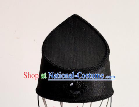 Handmade Chinese Ming Dynasty Swordsman Hair Crown Ancient Eunuch Headwear Drama Traditional Hanfu Black Veil Hat