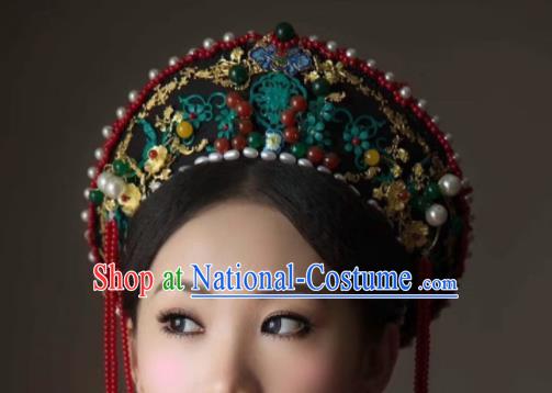 China Ancient Empress Hair Crown Traditional Drama Court Hair Accessories Qing Dynasty Imperial Consort Hat Headdress