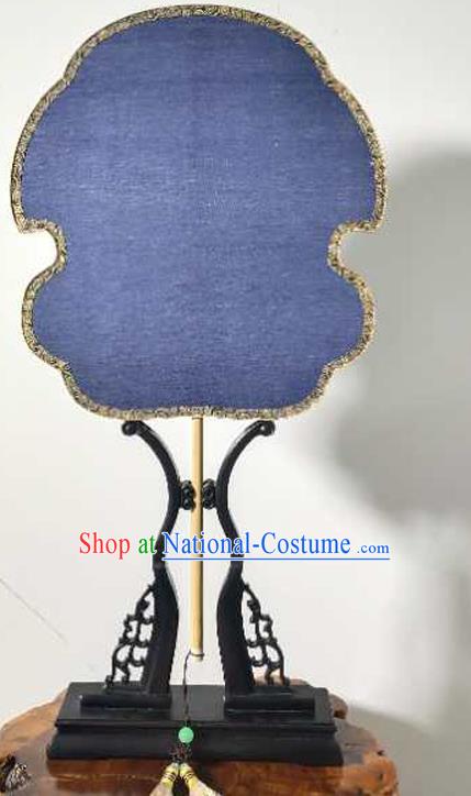 China Ancient Hanfu Fans Traditional Cultural Dance Fan Vintage Suzhou Silk Fan Handmade Blue Palace Fan