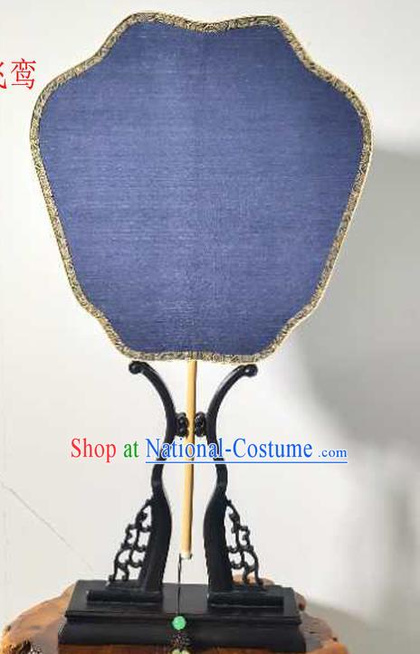 China Vintage Suzhou Silk Fan Handmade Blue Palace Fan Ancient Hanfu Fans Traditional Cultural Dance Fan