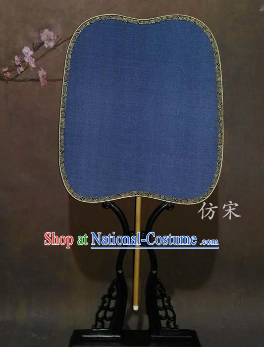 China Vintage Song Dynasty Court Fan Handmade Blue Silk Palace Fan Ancient Princess Fan Traditional Suzhou Fan