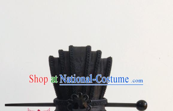 Handmade Chinese Three Kingdoms Scholar Black Hair Crown Ancient Military Counsellor Headwear Drama Traditional Hanfu Hairpin Headpiece