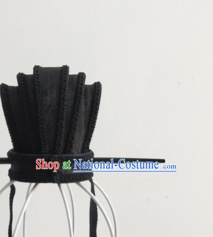 Handmade Chinese Three Kingdoms Scholar Black Hair Crown Ancient Military Counsellor Headwear Drama Traditional Hanfu Hairpin Headpiece