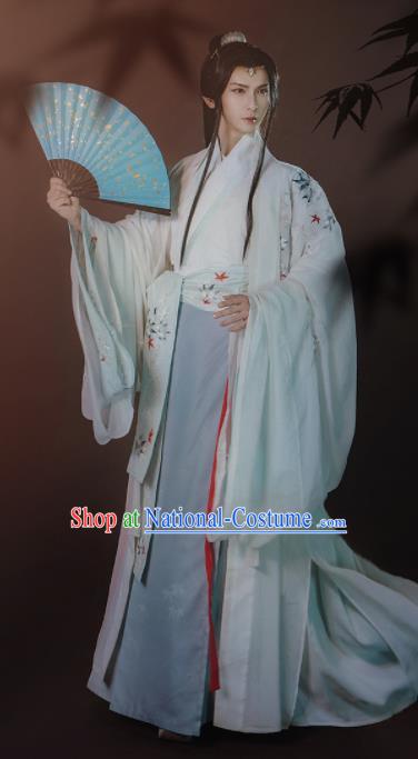 China Ancient Historical Garments Traditional Hanfu Apparels Jin Dynasty Young Swordsman Hanfu Clothing Complete Set