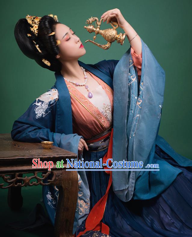 China Tang Dynasty Empress Hanfu Dress Ancient Historical Garment Clothing Traditional Court Beauty Apparels Complete Set