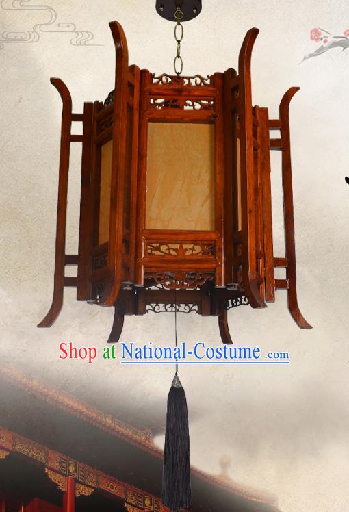 China Classical Lanterns Handmade Hexagon Palace Lantern Wood Lamp Traditional Festival Hanging Lantern