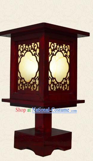 Handmade Chinese Parchment Desk Lamp Wood Carving Lantern Classical Table Lanterns