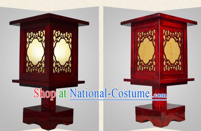 Handmade Chinese Parchment Desk Lamp Wood Carving Lantern Classical Table Lanterns