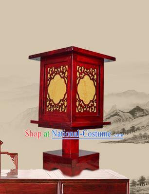 Handmade Chinese Parchment Desk Lamp Wood Carving Lantern Classical Table Lanterns