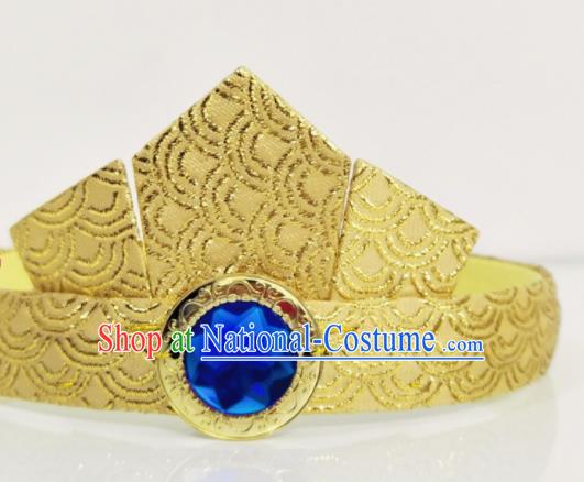 Handmade Chinese Shang Dynasty Childe Golden Hair Crown Ancient God King Headwear Drama Traditional Hanfu Hair Accessories