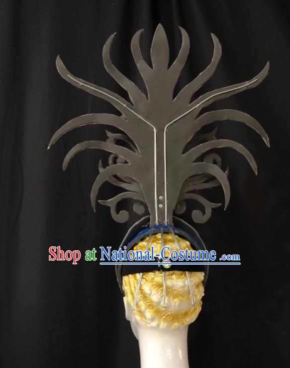 Handmade Brazil Parade Giant Headpiece Rio Carnival Headdress Deluxe Hair Accessories Halloween Stage Show Argent Royal Crown