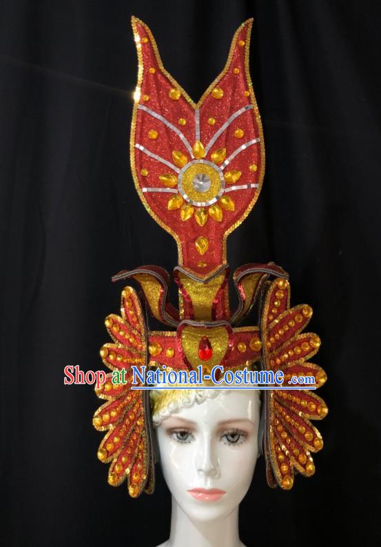 Professional Stage Performance Red Hat Halloween Opening Dance Headdress Cosplay King Headwear Easter Hair Decorations