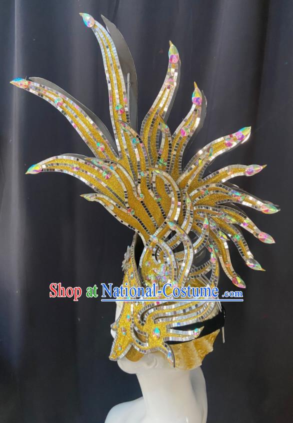 Professional Easter Hair Decorations Stage Performance Golden Hat Halloween Rome King Headdress Cosplay Warrior Headwear