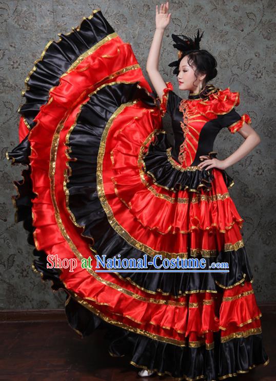 Professional Modern Dance Clothing Spanish Dance Garment Costume Opening Dance Red Dress