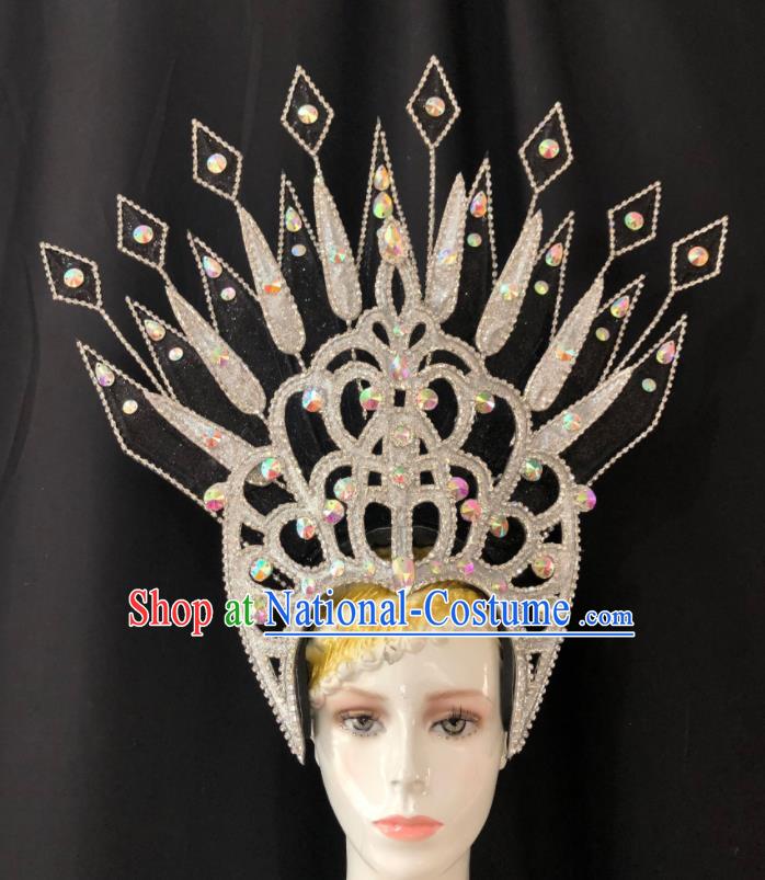 Handmade Samba Dance Royal Crown Easter Hair Accessories Halloween Cosplay Giant Hat Brazil Carnival Deluxe Headdress