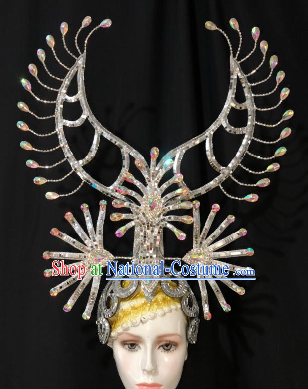 Handmade Brazil Carnival Deluxe Headdress Samba Dance Royal Crown Easter Hair Accessories Halloween Cosplay Giant Phoenix Coronet