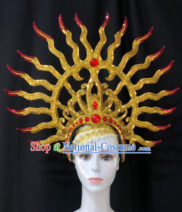 Handmade Samba Dance Deluxe Hair Accessories Easter Parade Headpiece Halloween Cosplay Giant Royal Crown Brazil Carnival Headdress