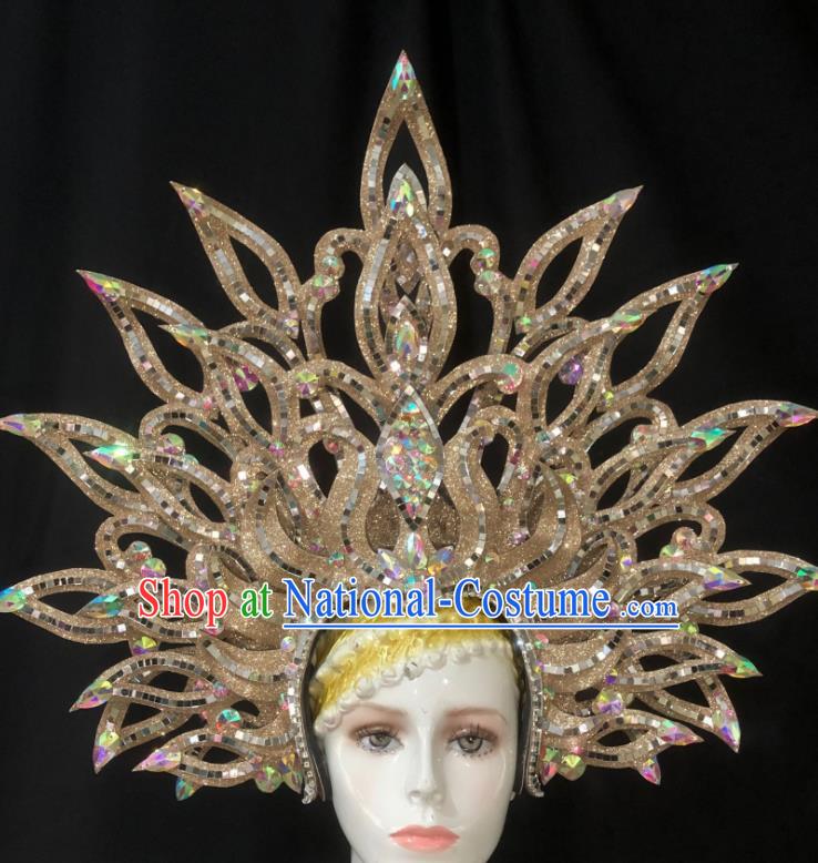 Handmade Cosplay Queen Deluxe Hair Accessories Halloween Stage Show Hat Brazil Parade Giant Headdress Rio Carnival Royal Crown