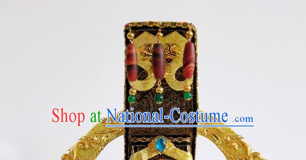 China Ancient Queen Mother Hair Crown Traditional Drama Hair Accessories Qin Dynasty Empress Dowager Mi Yue Headdress