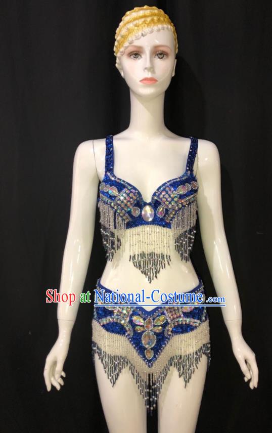 Custom Brazilian Carnival Costumes Opening Party Catwalks Clothing Woman Royalblue Swimsuits Samba Dance Uniforms