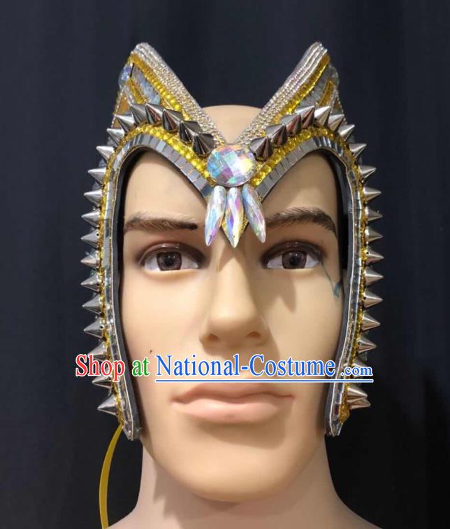 Professional Rome Knight Headwear Halloween Cosplay Warrior Helmet Easter Hair Decorations Stage Performance Rivet Hat