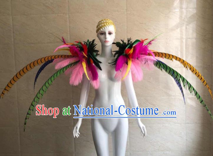 Professional Brazilian Carnival Catwalks Props Opening Dance Clothing Miami Deluxe Feathers Shoulder Accessories