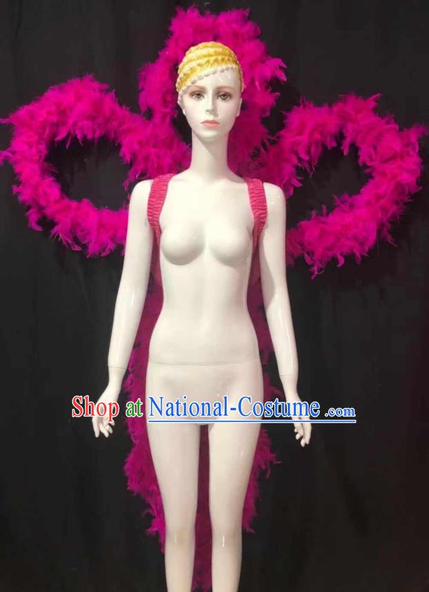 Professional Catwalks Props Brazilian Carnival Parade Rosy Feather Back Decorations Samba Dance Deluxe Butterfly Wings Accessories