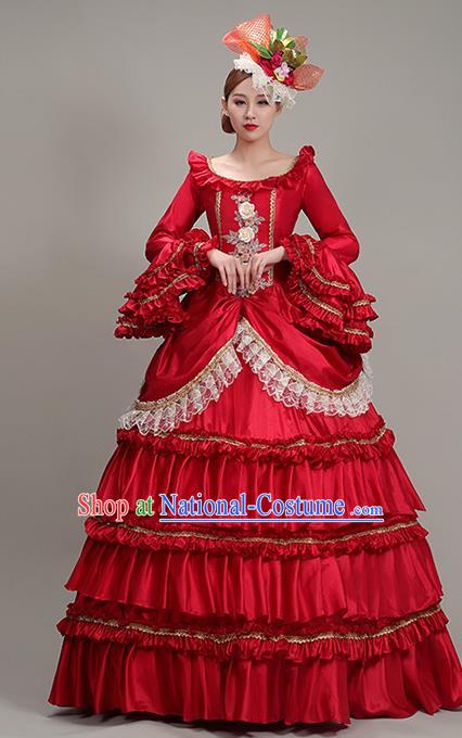 Custom European Stage Performance Clothing Western Court Red Dress Vintage Garment Costume Europe Noble Woman Fashion