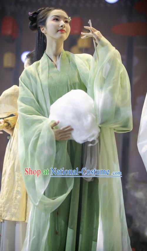 China Traditional Song Dynasty Young Lady Historical Clothing Ancient Swordswoman Green Hanfu Dress Apparels