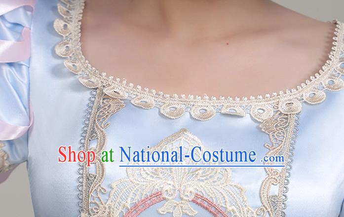 Custom European Royal Princess Clothing Western Stage Blue Full Dress Europe Vintage Garment Costume Drama Performance Fashion