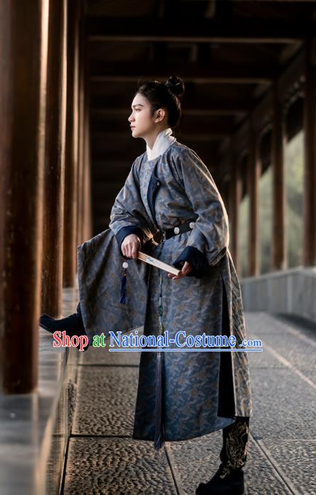 China Tang Dynasty Historical Clothing Traditional Garment Costume Ancient Swordsman Hanfu Round Collar Robe