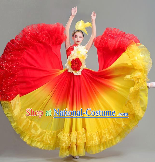 Professional Opening Dance Red Dress China Spring Festival Gala Performance Clothing Chorus Group Garment Costume